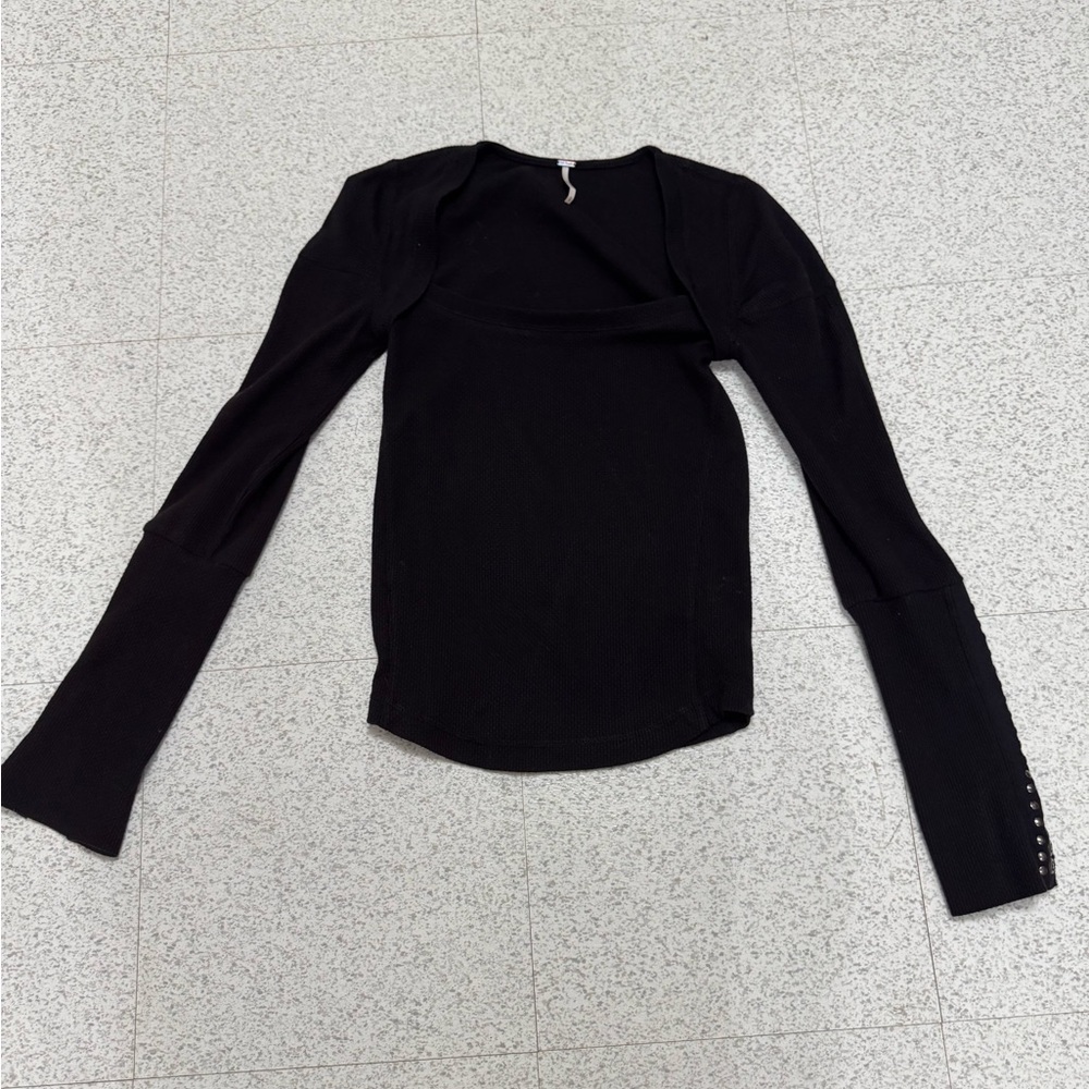 Free People Black Long Sleeve Top